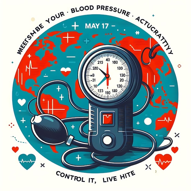 Photo world hypertension day vector illustration commemorated every may 17 to symptoms and preven