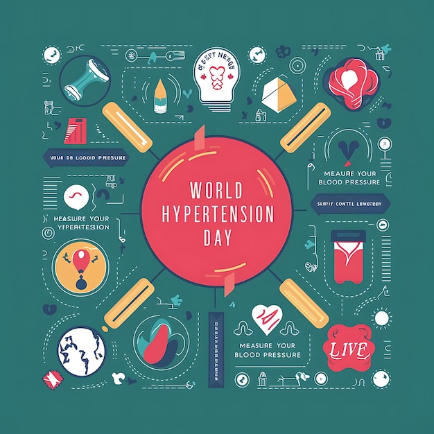 Photo world hypertension day vector illustration commemorated every may 17 to symptoms and preven
