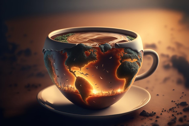 A world inside a coffee cup