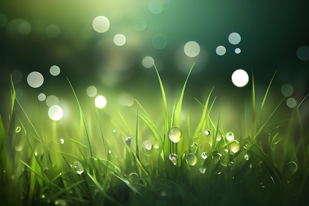 The world is in the grass of the green bokeh background Generative Ai