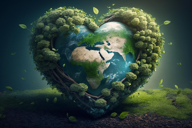 The world is in a heart shape