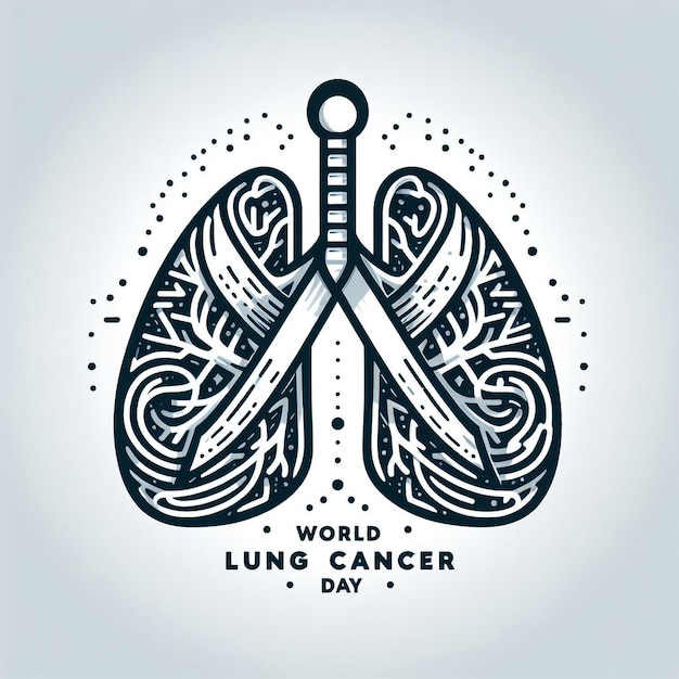 world lung cancer day poster design with lung and ribbon illustration