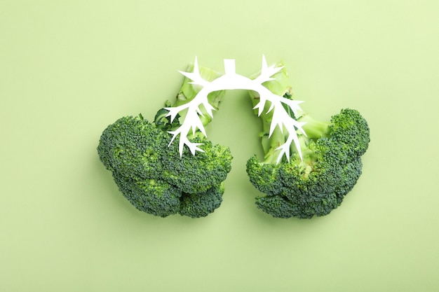 緑の背景に世界の肺の日の概念