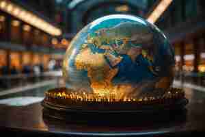 Photo world map 3d travel school concept education child globe happy finance earth smile cre