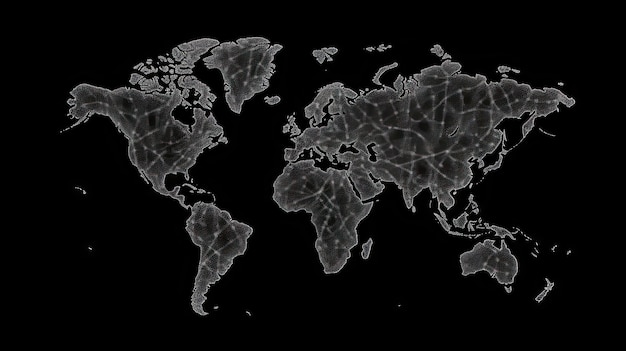 World map on black background Generative AI