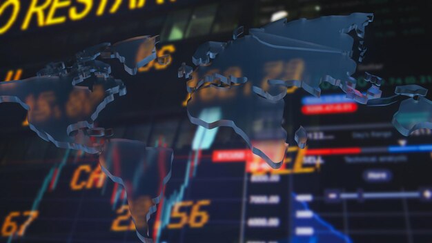 the world map on business background 3d renderingxa