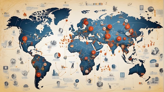 Foto mappa del mondo per la carta da parati aziendale simbolo aziendale globale illustrazione della mappa del mondo aziendale internati