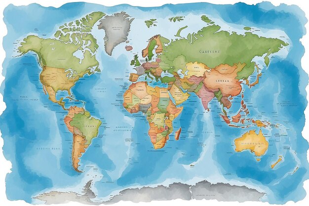 Photo world map continent global support graphic