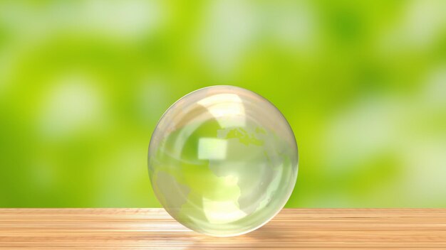 The world map on glass ball for eco concept 3d rendering