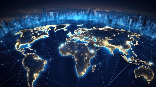 Карта мира глобус данные сетевые технологии фон сети дизайн обоев
