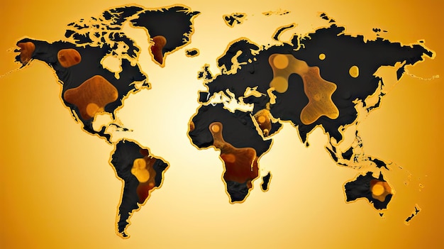 World map golden oil background Generative AI