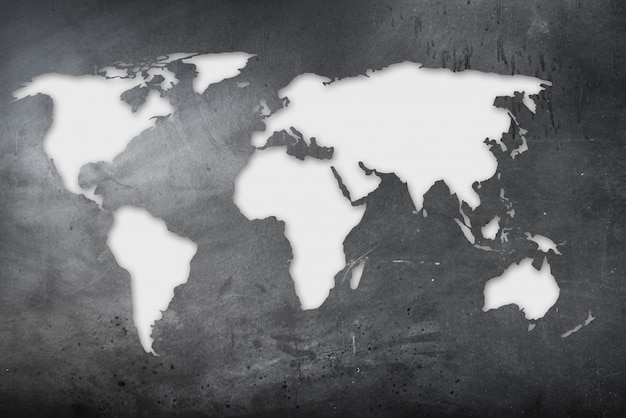 World map in grunge background