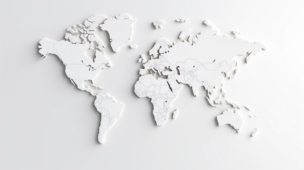 Photo world map highlighted on white background generative ai