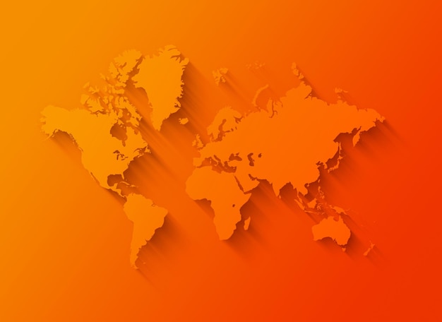 世界地图插图橙色背景照片