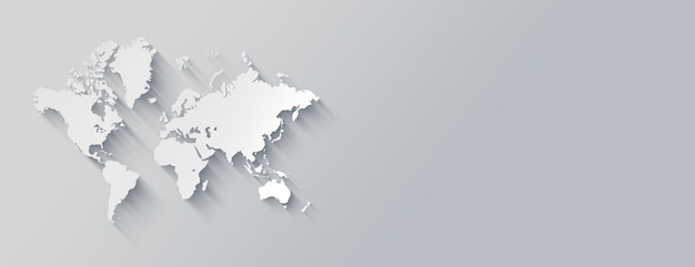 World map illustration on a white background Horizontal banner