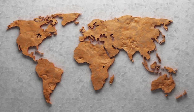 World map made of clay