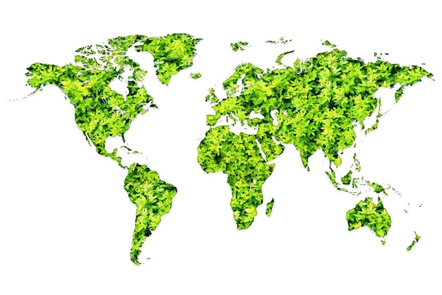 World map made of green plants