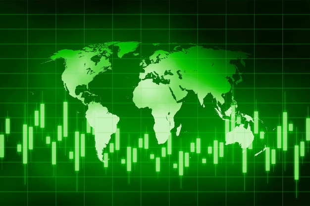 World map na financial data chart