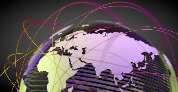 World map and networking.International logistics of agreements and international business.