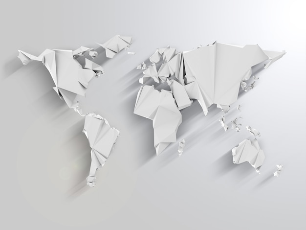 World Map in Origami Style