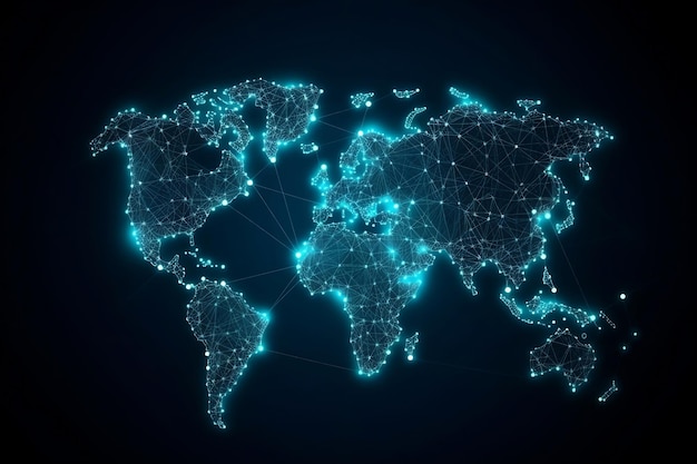 World map point and line composition concept of global business Global network connection