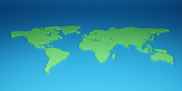 Premium Photo  World map in three dimensions. 3d illustration.
