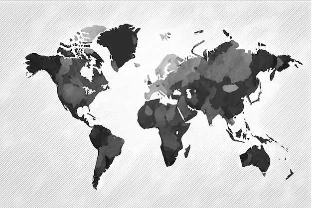 Photo world map on white background