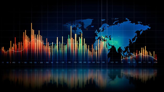 Photo world map with forex chart generative ai