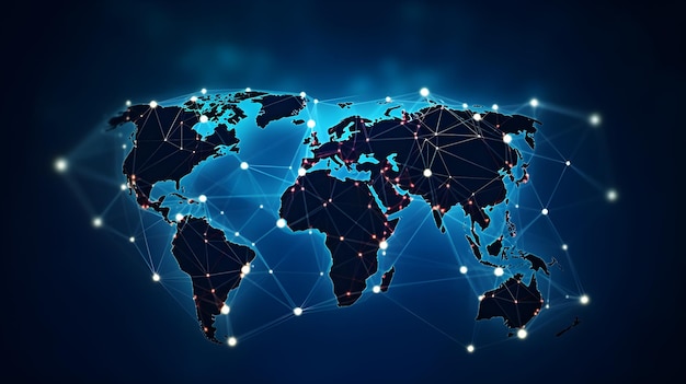 world map with network connection technology background