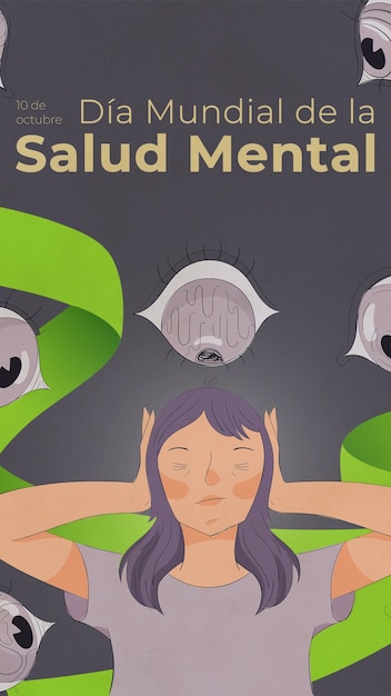 World mental health day awareness collage