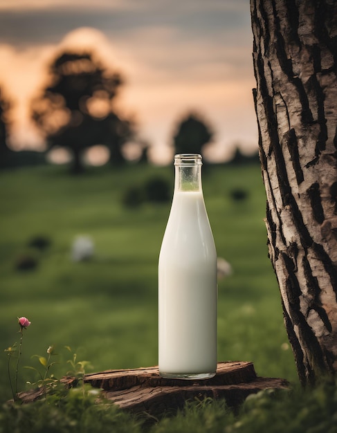 Photo world milk day milk bottle on wooden table