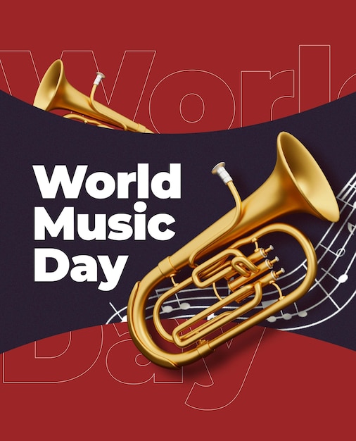 Foto world music day collage design