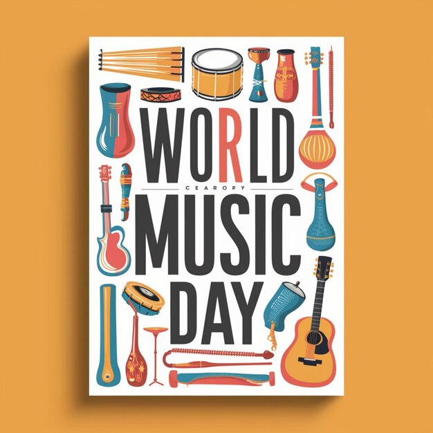 Photo world music day poster design