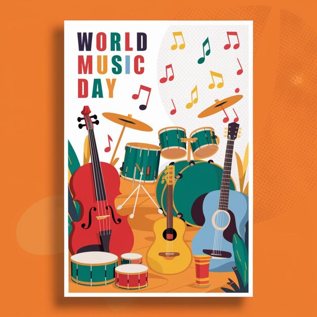 Photo world music day poster design