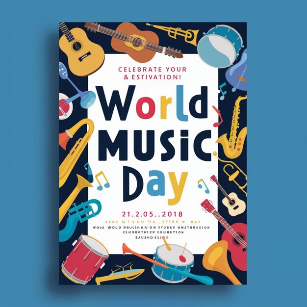 Photo world music day poster design