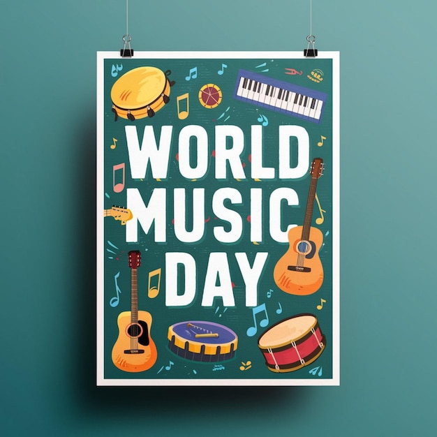 Foto progettazione del poster della giornata mondiale della musica