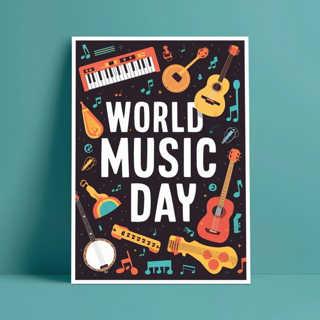 Photo world music day poster design