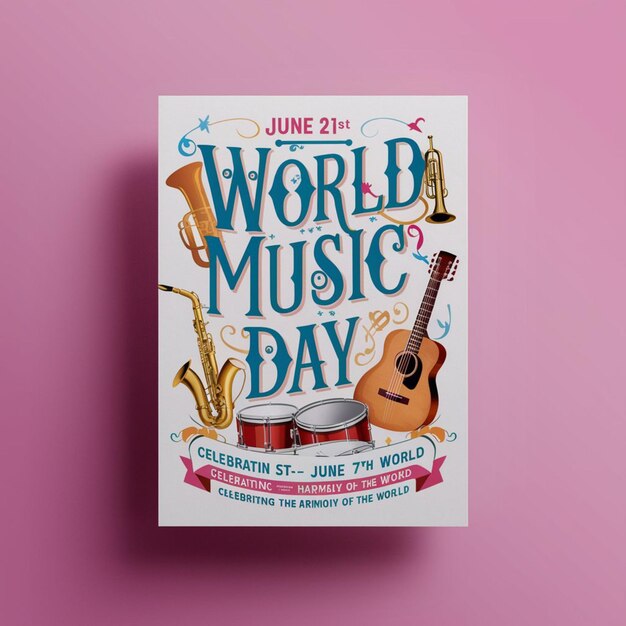 Photo world music day poster design