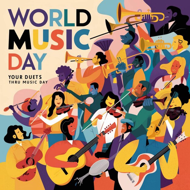 Photo world music day poster design