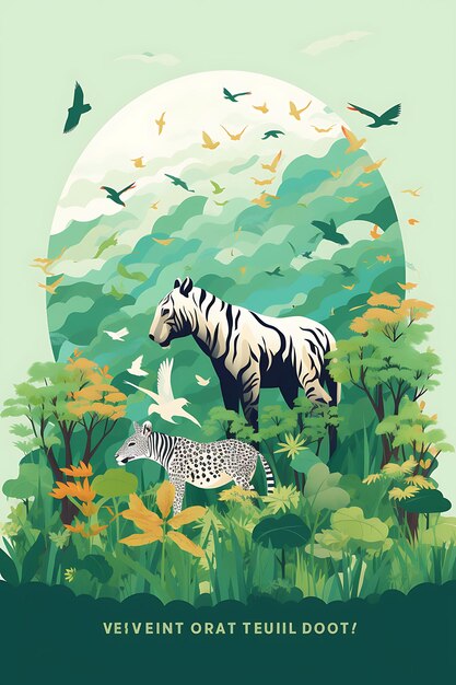 World nature conservation day with wildlife roaming freely i international day creative poster art