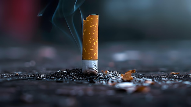 world no tobacco day concept stop smoking tobacco cigarette butt on the floor