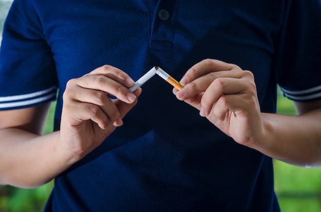 World No Tobacco Day Men cigarette break And send a cigarette