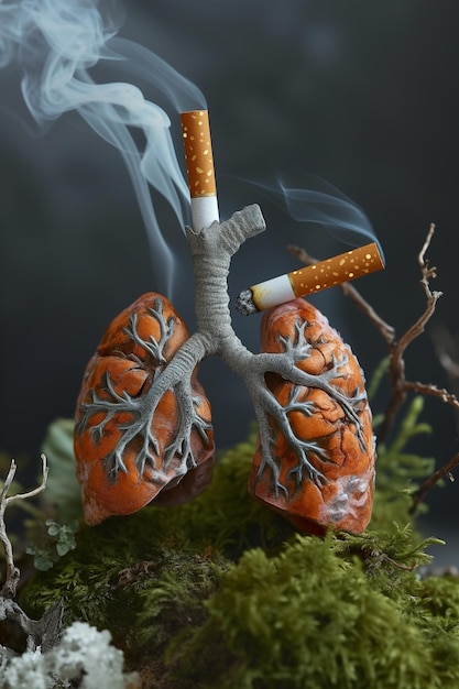 世界禁煙デー 煙草の予防 肺とタバコ 煙草根の灰皿