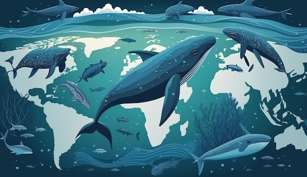 World Ocean Day Dieren van de onderwaterwereld Kleurrijke vissen Generatieve Ai