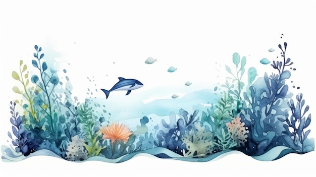 world ocean day Or World Oceans Day June 8 watercolor style Generative AI