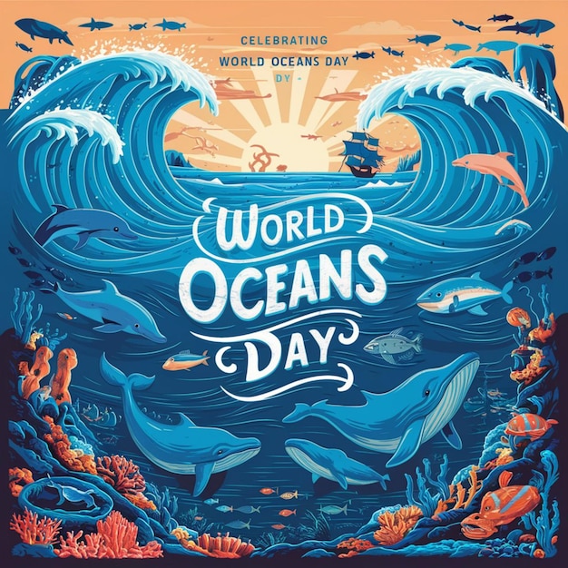 Photo world oceans day illustration