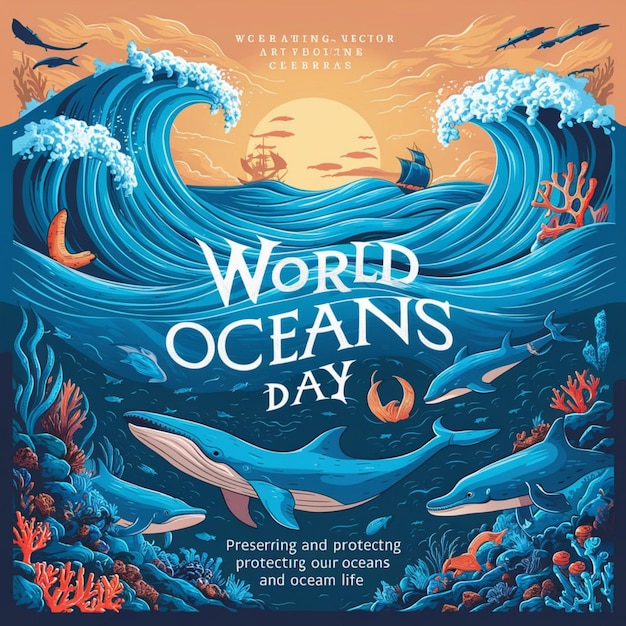 Photo world oceans day illustration