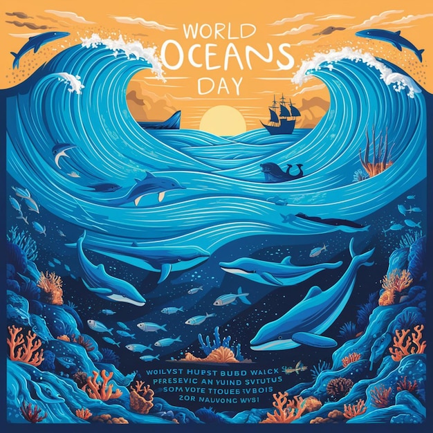 Photo world oceans day illustration