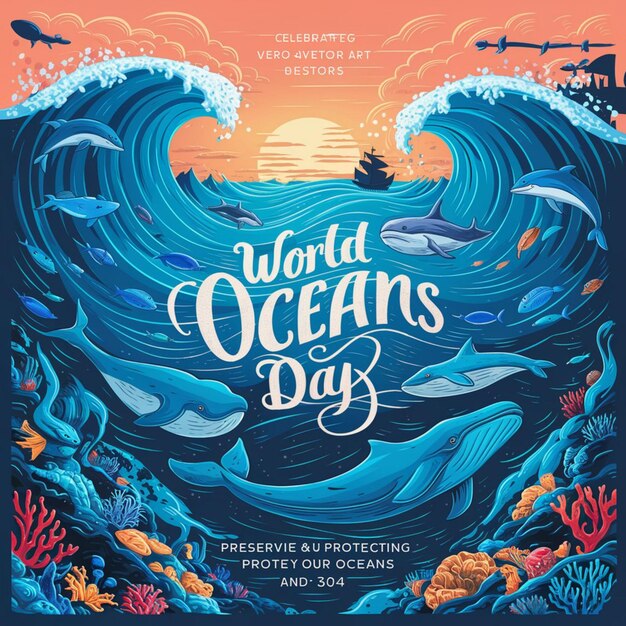 Photo world oceans day illustration