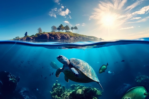 세계 해양의 날 환경 보호 Generative Ai 기술로 만든 태평양의 야생 자연 속 아름다운 수중